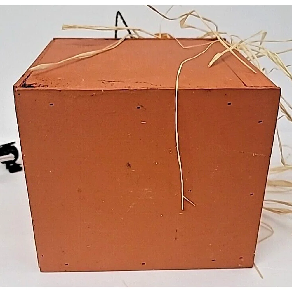 Halloween/Fall Wood Square Jack-O-Lantern Light Up w/ Cord Hang‎ or Table Top
